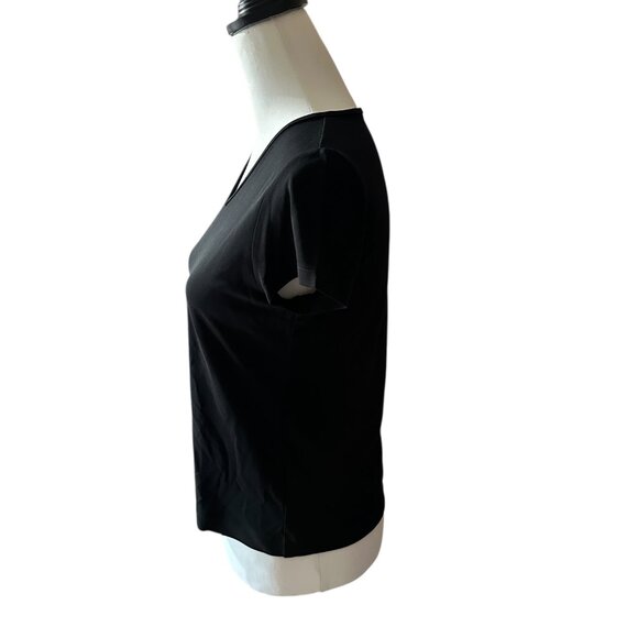 DKNY Black V-Neck Short Sleeves Staple Blouse Sz M - Picture 3 of 7